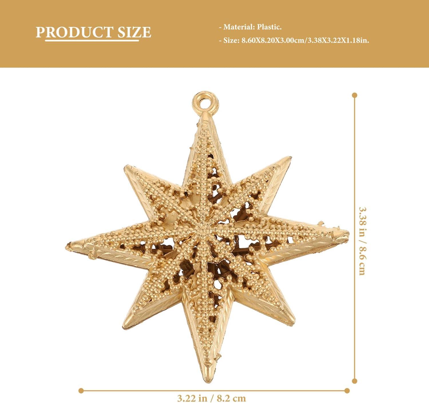 Gold Glitter 3D Star Christmas Tree Ornaments, 12 Pack