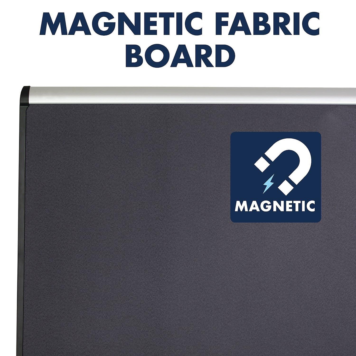 Quartet MB544A Prestige Plus 48 x 36 Magnetic Fabric Bulletin Boards - Gray Surface/Silver Aluminum Frame
