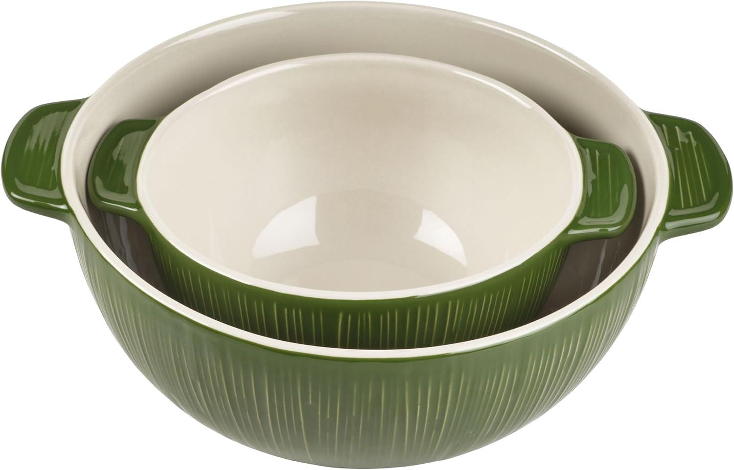 Fitz And Floyd Sicily Serving Bowls, Set Of 2, Green