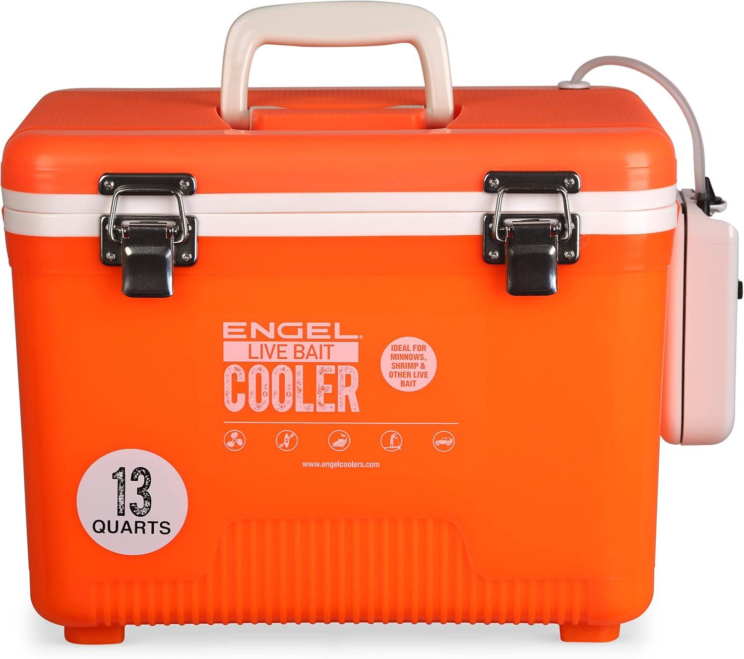 ENGEL 13 Qt Live Bait Cooler with 2-Speed Portable Aerator Pump - White