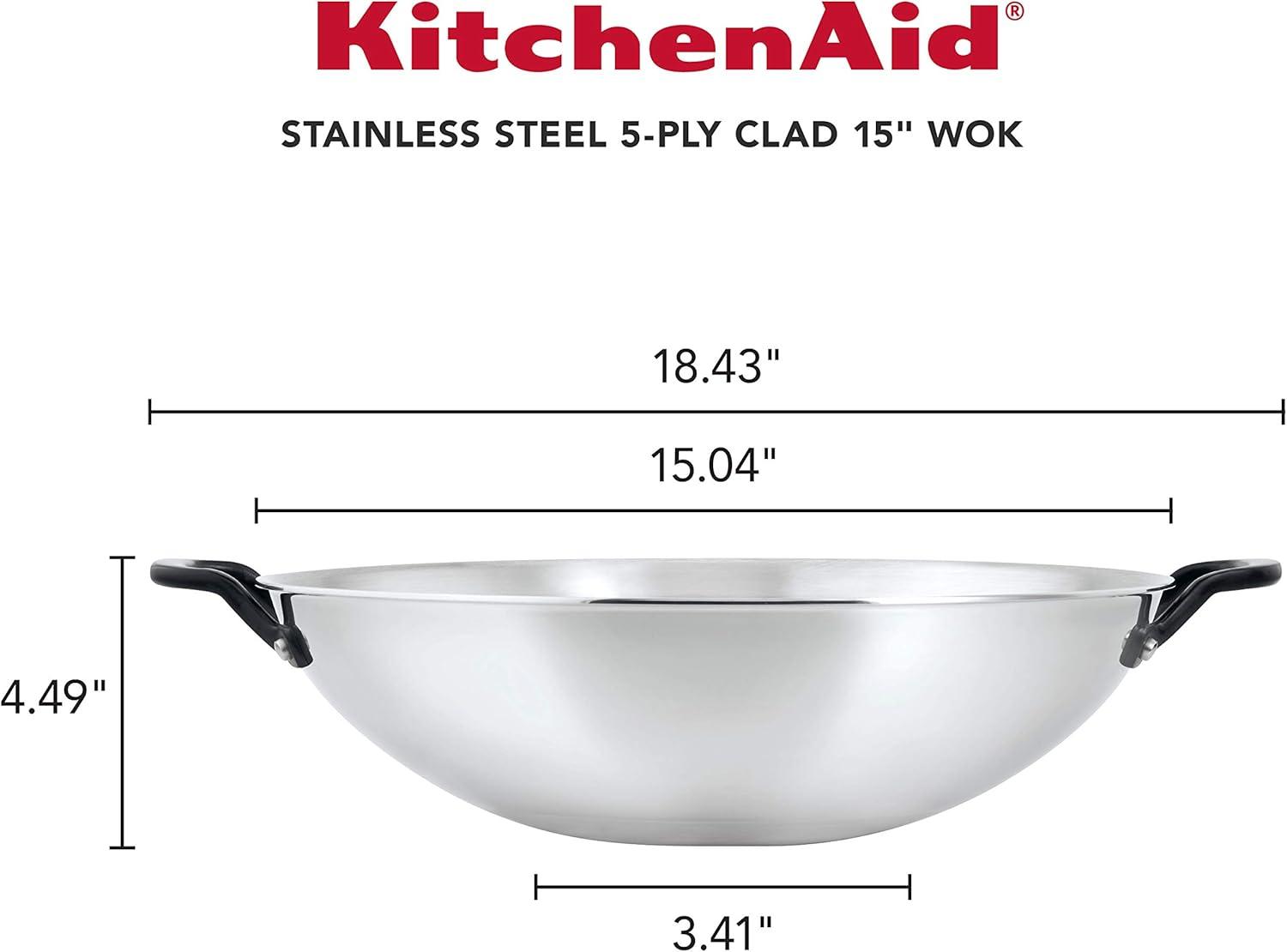 KitchenAid 5-Ply Clad Stainless Steel 15" Wok