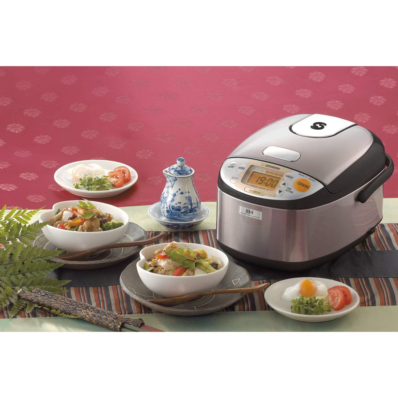 Zojirushi Induction Heating Rice Cooker & Warmer, 3 cups (uncooked), Stainless Dark Brown, Made in Japan: Japanese Brand, 7 Settings, NP-GBC05