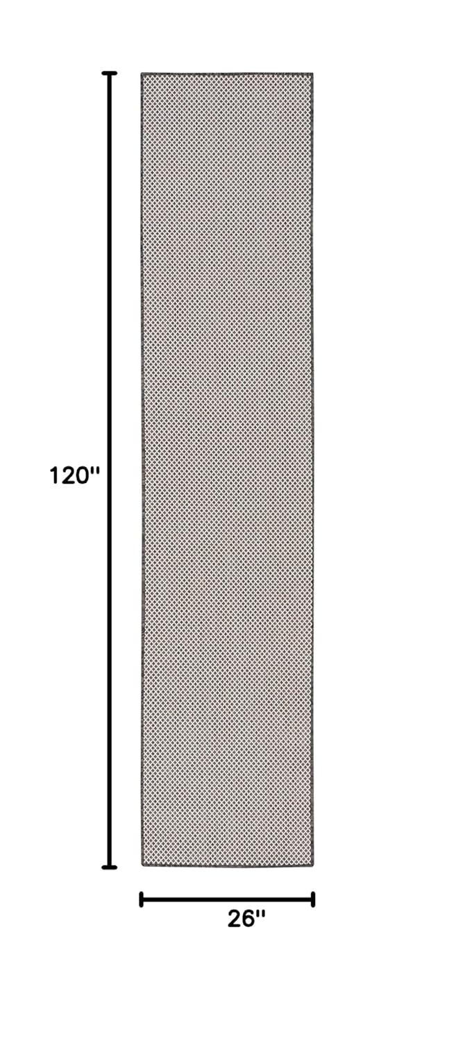 Nourison 2'2" x 10' Courtyard Modern Easy Care Flatweave Indoor Outdoor Runner Rug Ivory/Charcoal