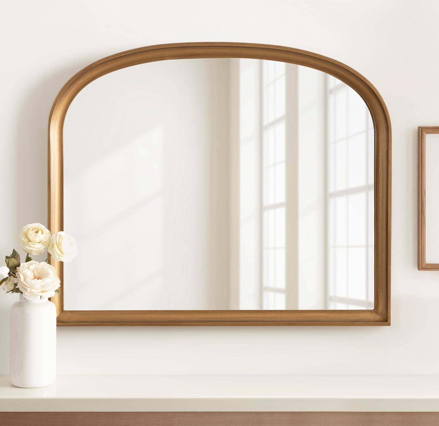 24"x36" Hatherleigh Basket Arch Wall Mirror Gold - Kate & Laurel All Things Decor: Durable Wooden Frame, No Assembly Required
