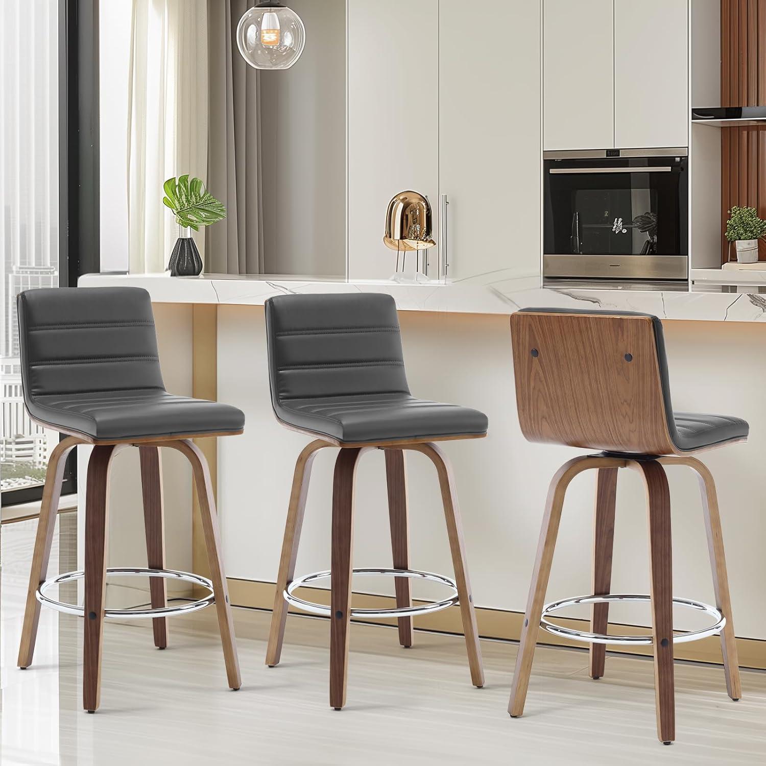 Upholstered  Swivel Counter & Bar Stool (Set of 3)