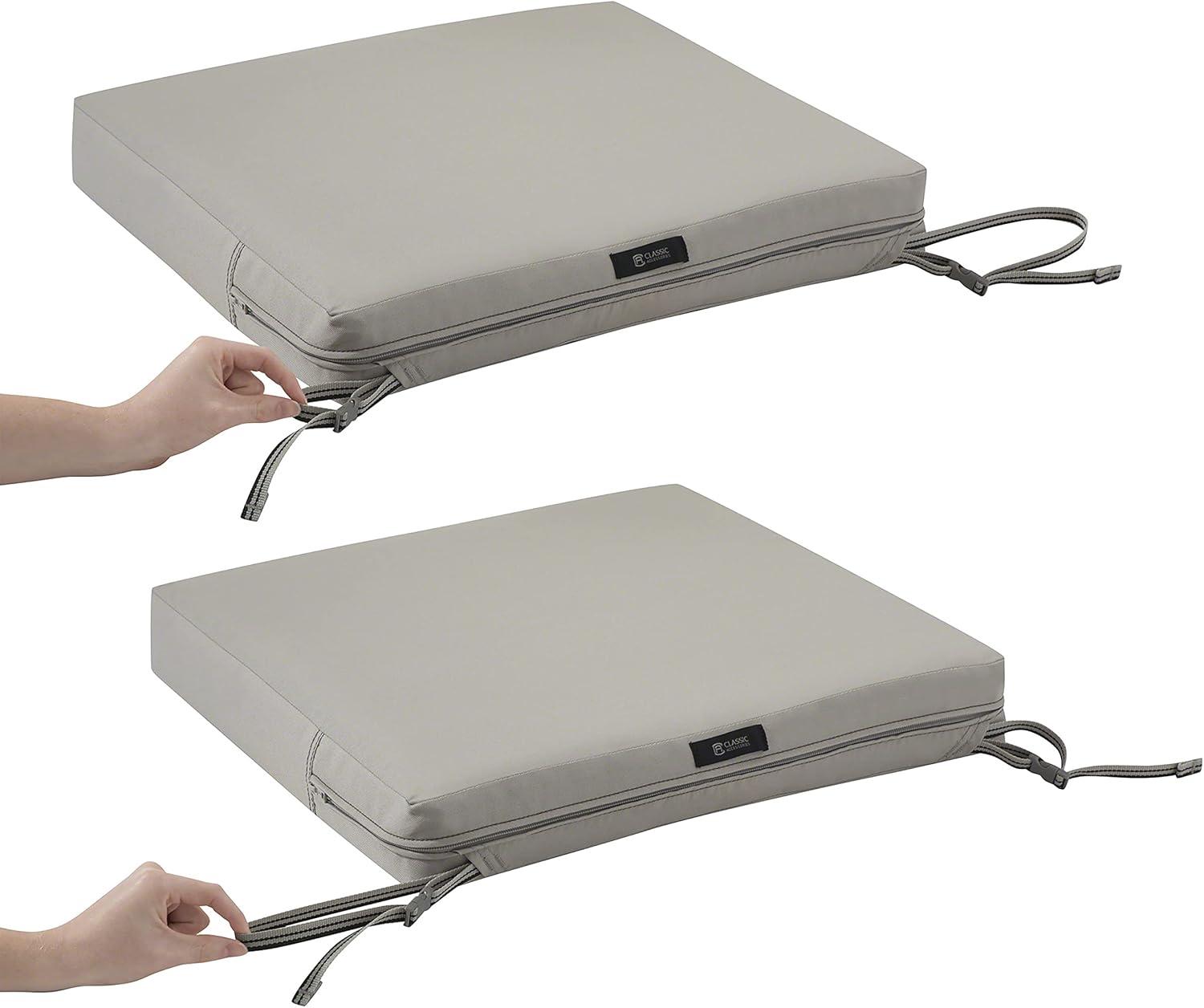 19" x 19" x 3" Ravenna Water-Resistant Patio Seat Cushion Mushroom - Classic Accessories