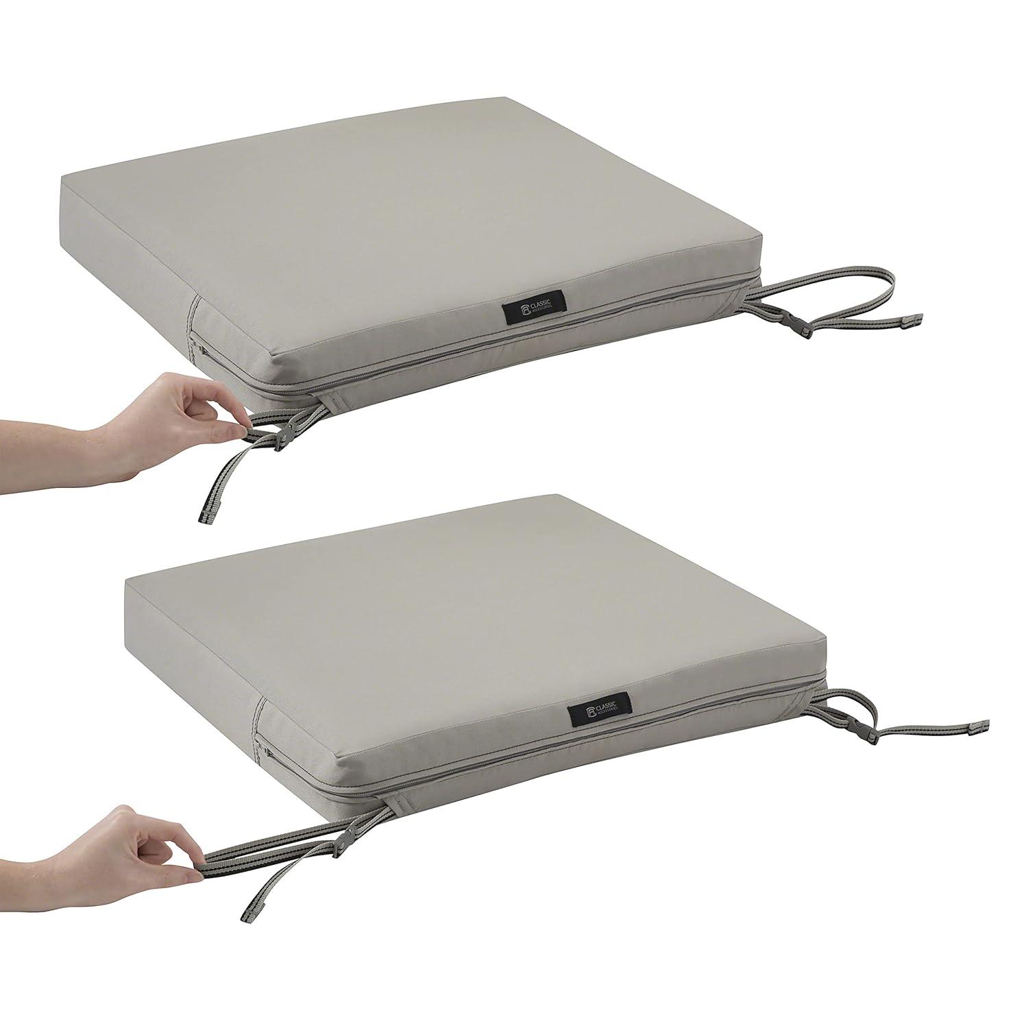 19" x 19" x 3" Ravenna Water-Resistant Patio Seat Cushion Mushroom - Classic Accessories