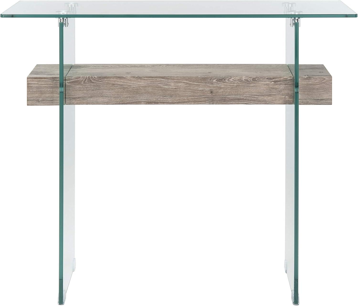 SAFAVIEH Kayley Rectangular Modern Glass Console Table, Grey Oak