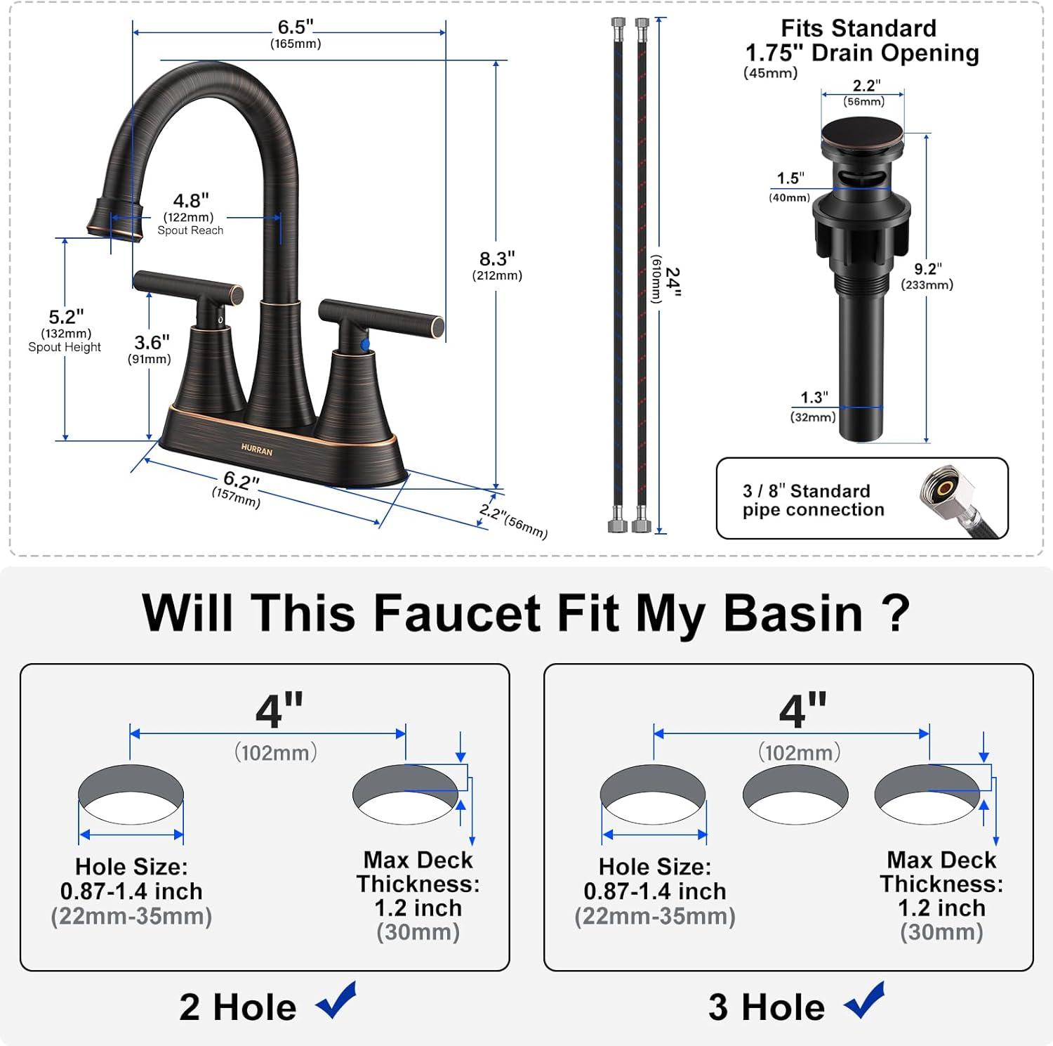 Oil Rubbed Bronze 4-Inch Centerset 2-Handle High-Arc Bathroom Faucet