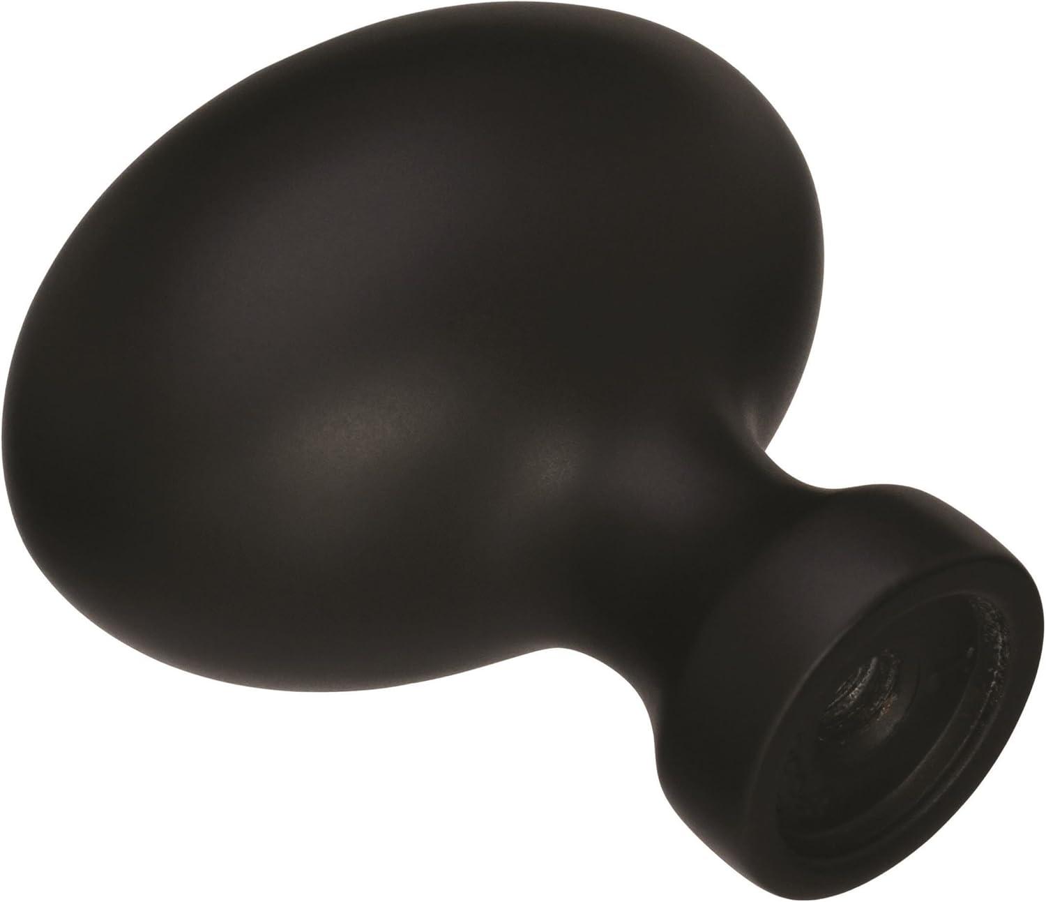 Matte Black Round Modern Cabinet Knob with Mounting Hardware