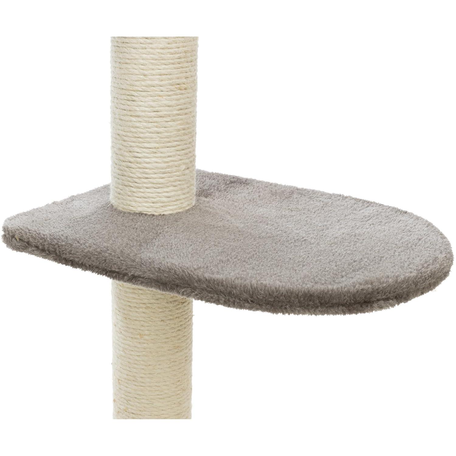 TRIXIE Altea Cat Tree, Tall Scratching Posts, 3 Elevated Platforms, Dangling Cat Toy, Cat Playground, Platinum Gray