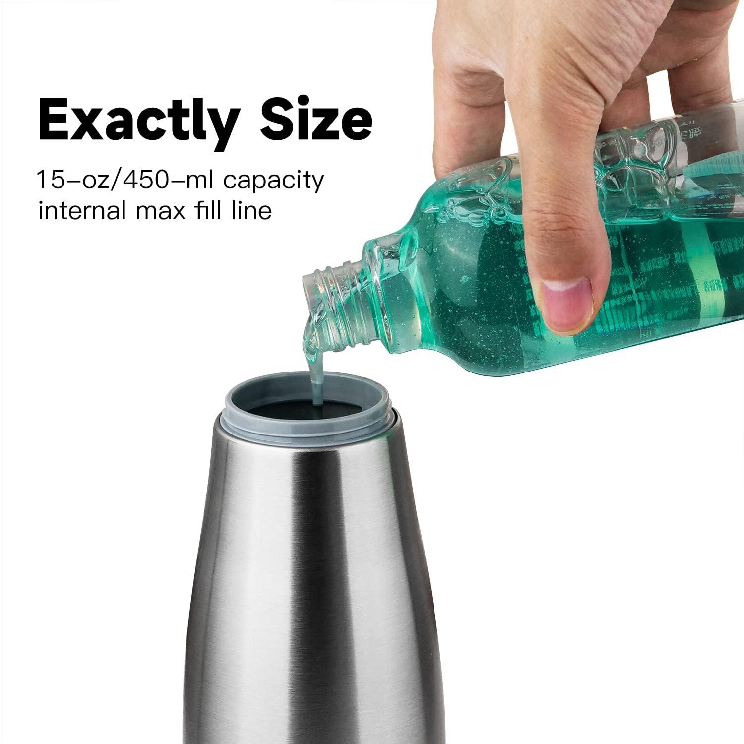 Stainless Steel and Black Liquid Soap Dispenser, 15 fl. oz