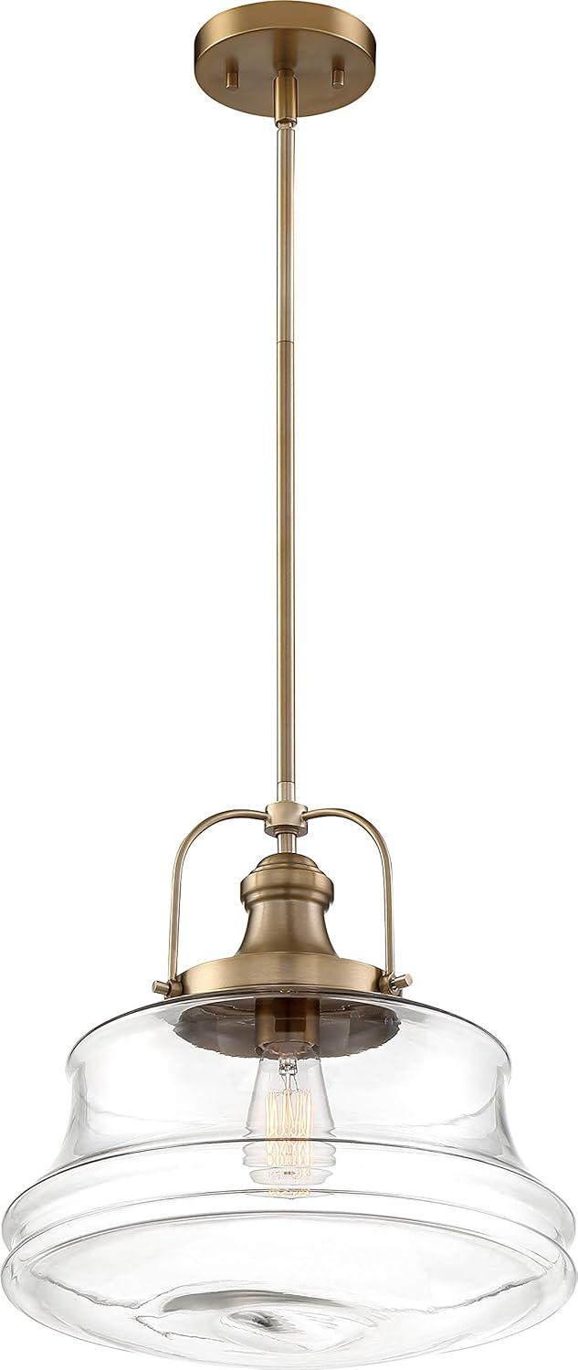 Basel 14'' Clear Glass Globe Pendant in Burnished Brass