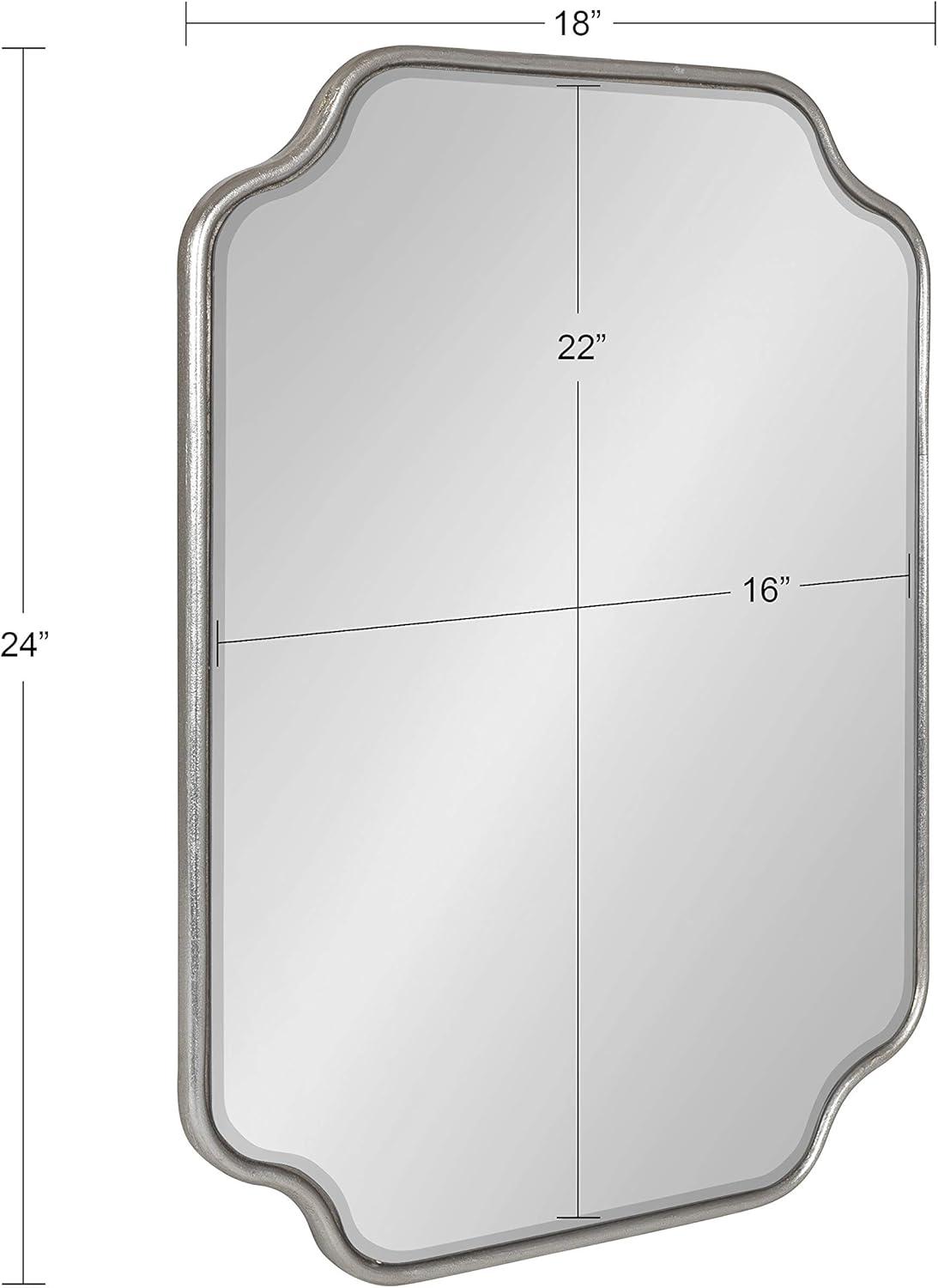 Kate and Laurel Plumley Glam Scalloped Wall Mirror, 18 x 24, Silver, Transitional Mirror Wall Decor