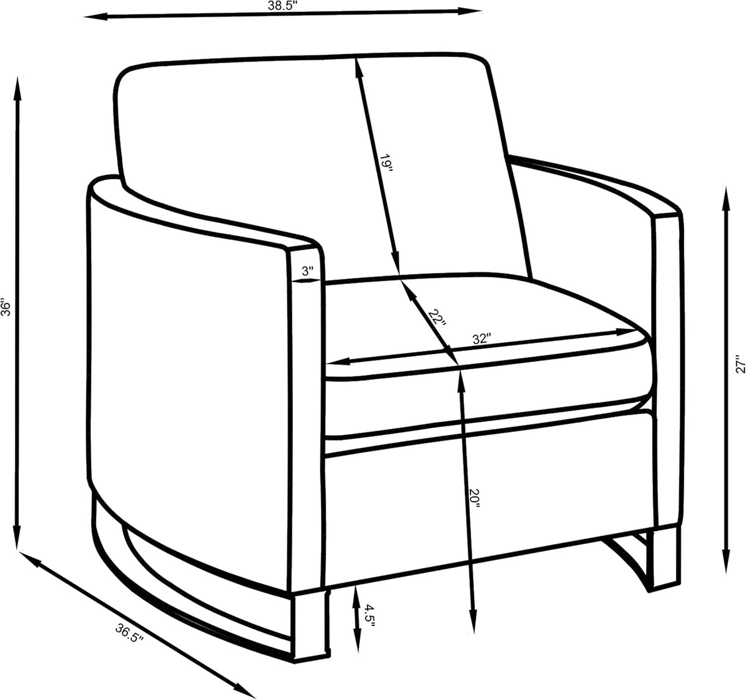 Coaster Contemporary Chenille Upholstered Arched Arms Chair in Beige