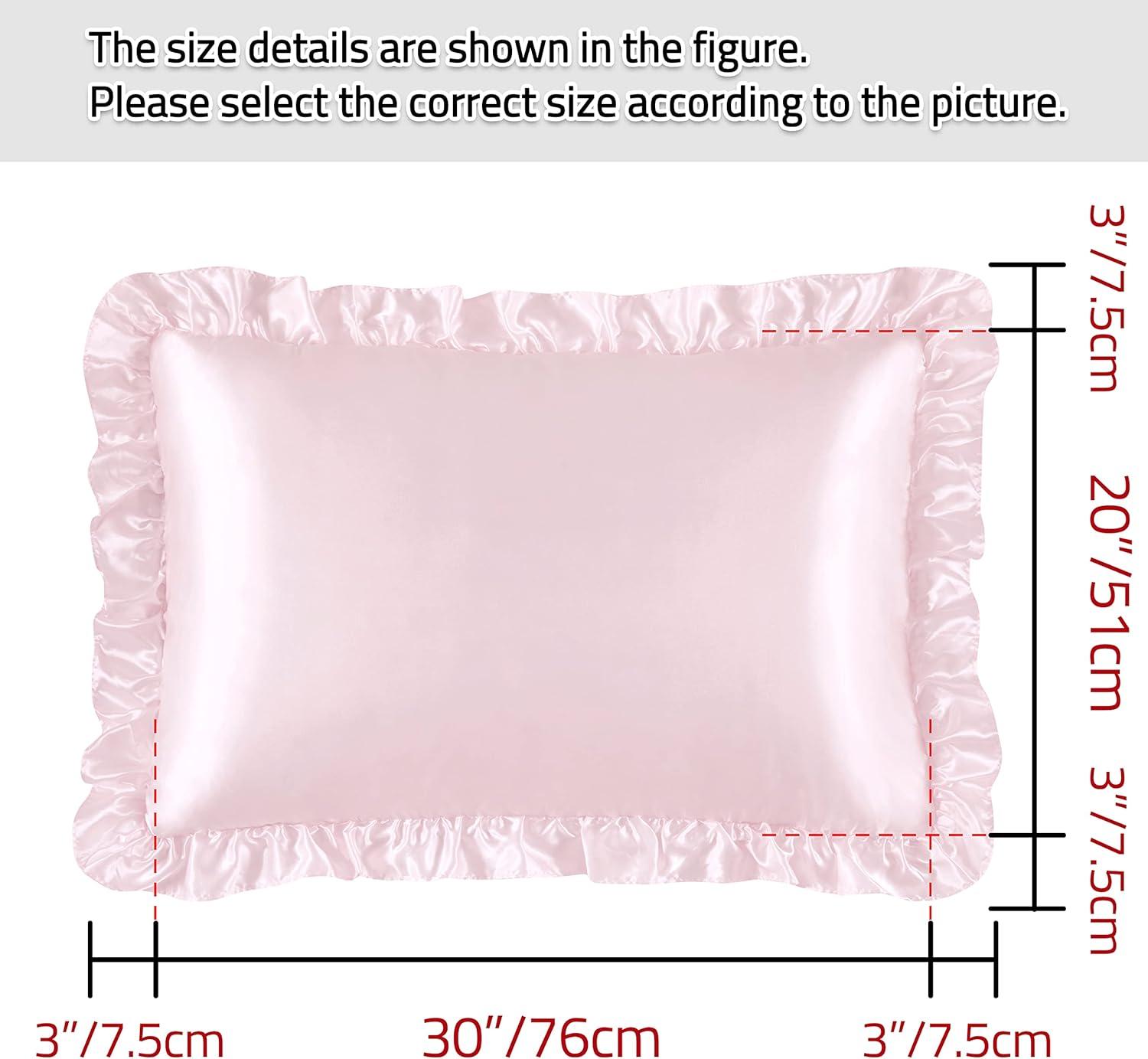 Blush Pink Satin Ruffled Standard/Queen Pillowcase Set