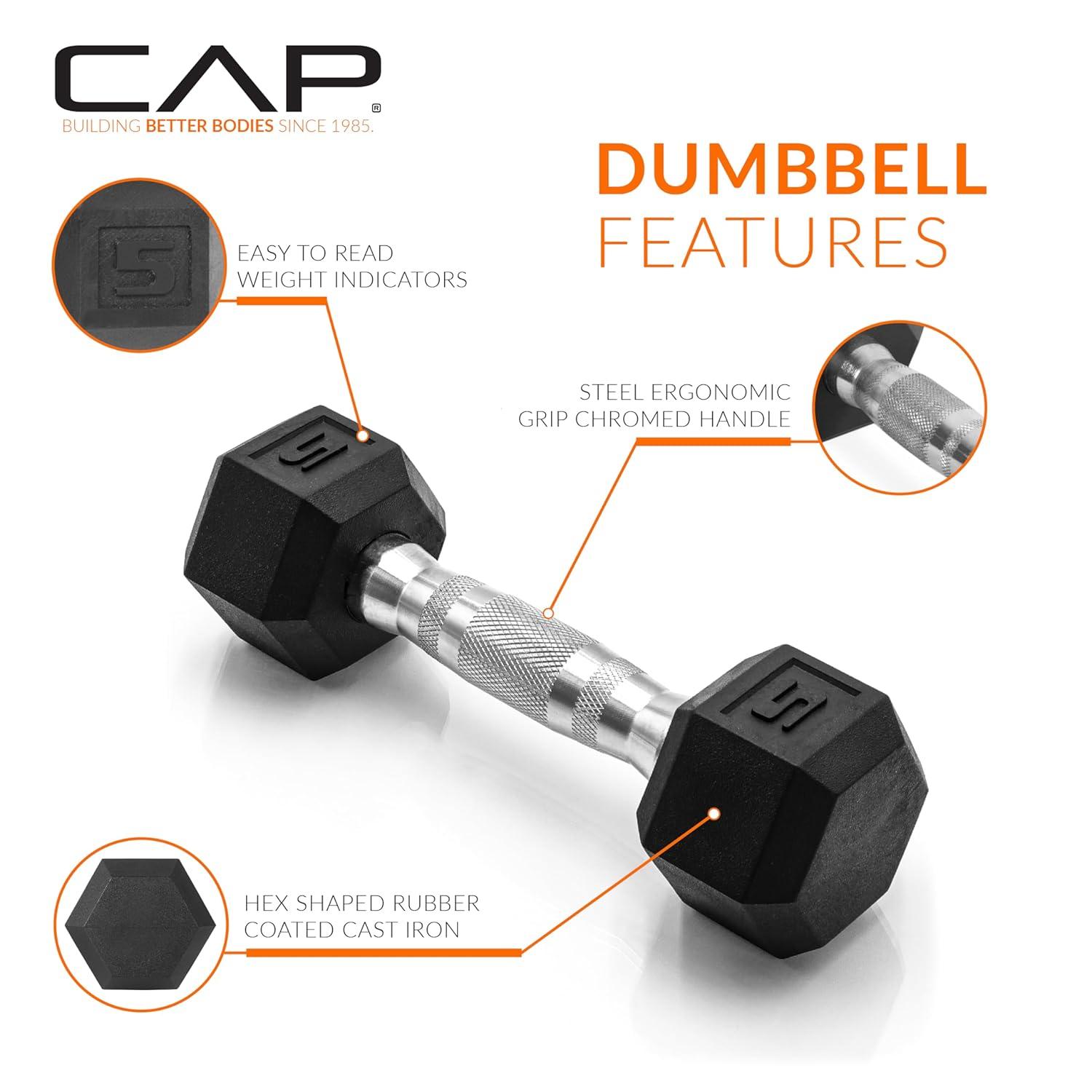 CAP Barbell Coated Dumbbell Weight | Multiple Options Pairs & Sets