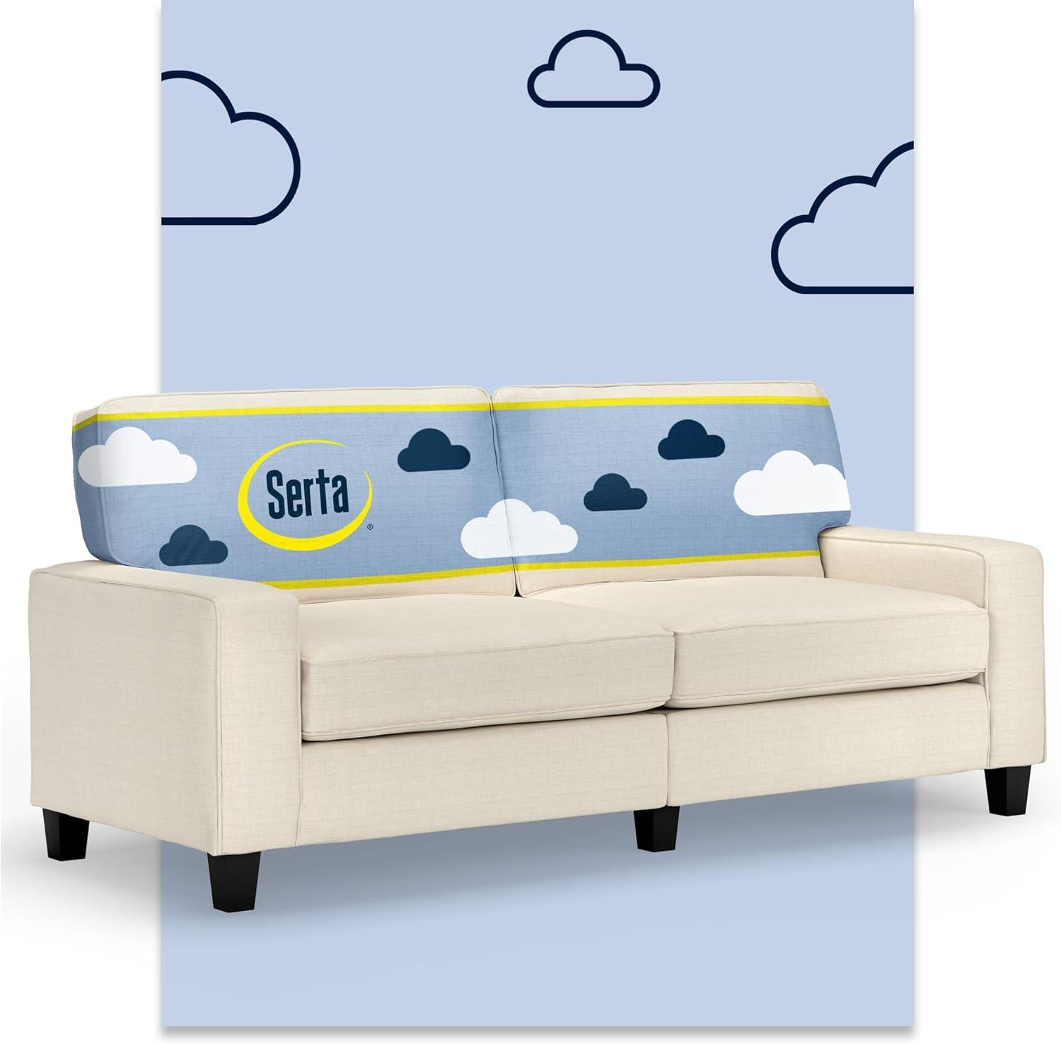 Serta Palisades 78" Track Arm Sofa, Easy Care Fabric, Soft Pillow Back, Pocket Coil Seat Cushions