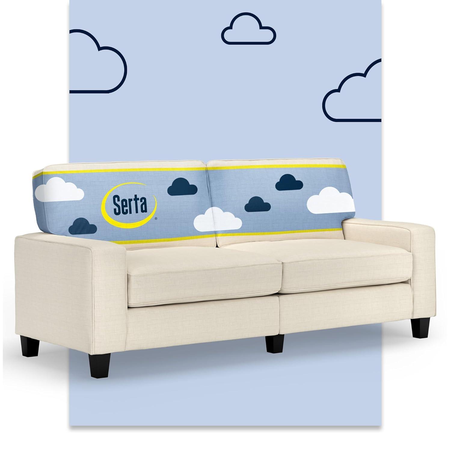 Serta Palisades 78" Track Arm Sofa, Easy Care Fabric, Soft Pillow Back, Pocket Coil Seat Cushions