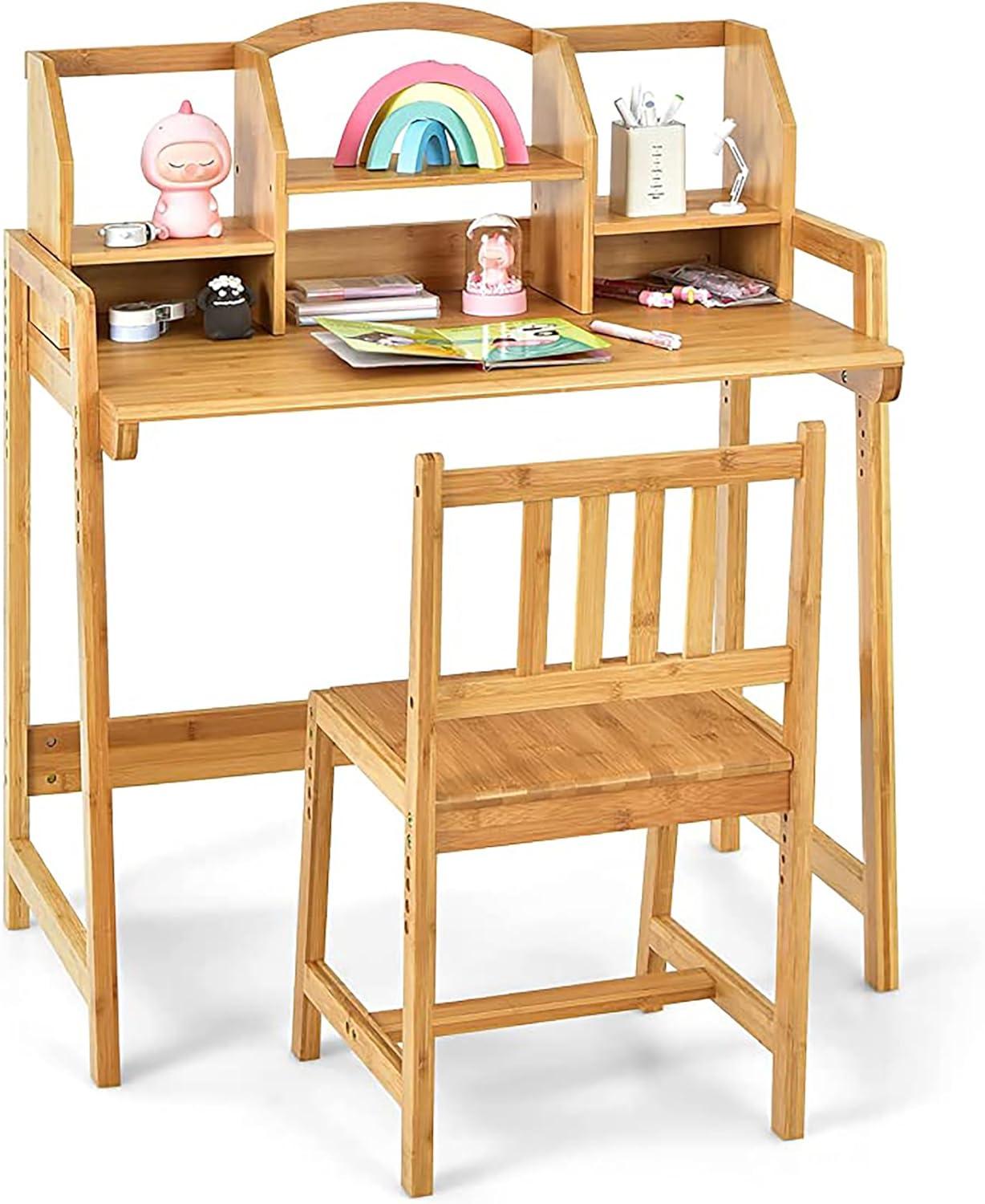 Nature Bamboo Adjustable Kids Desk and Chair Set