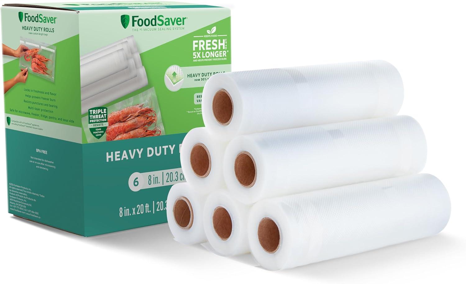 Heavy-Duty 8x20' Vacuum Seal Rolls for Food Storage