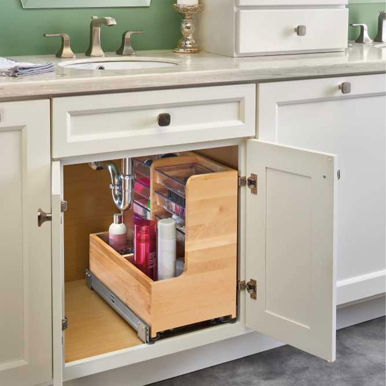 Rev-A-Shelf Wood Vanity Base Cabinet Organizer w/ Soft-Close