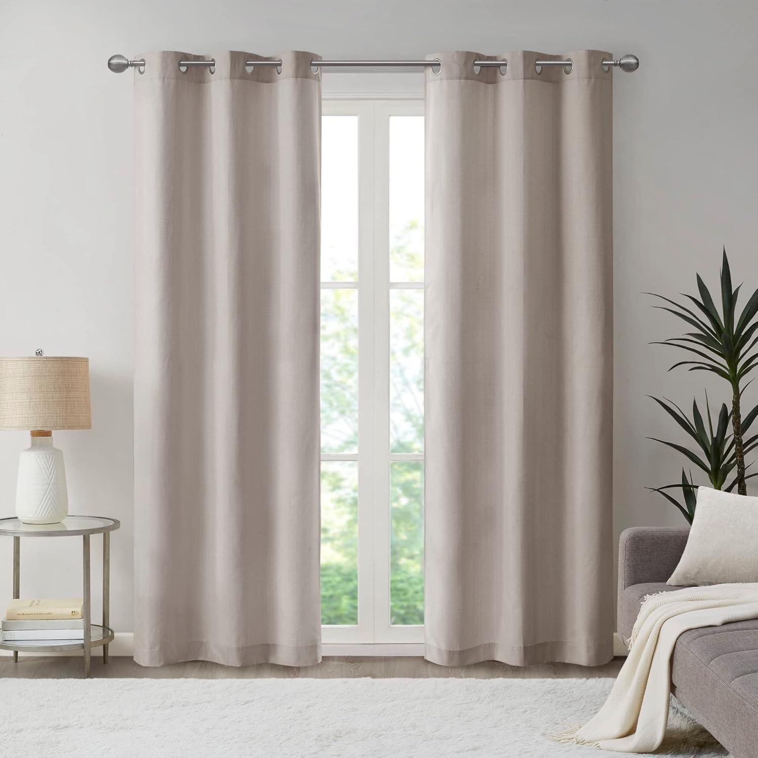 Galen Basketweave Room Darkening Curtain Panel Pair