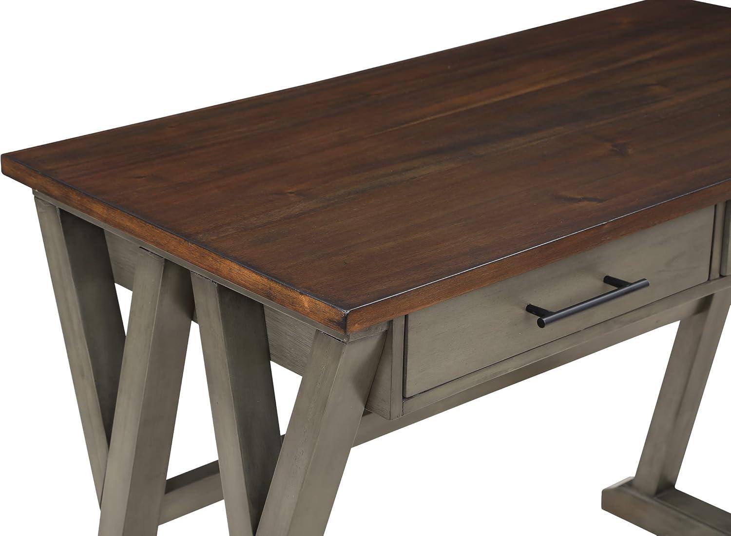 Jericho Slate Gray Rustic Wood Writing Desk with Drawers