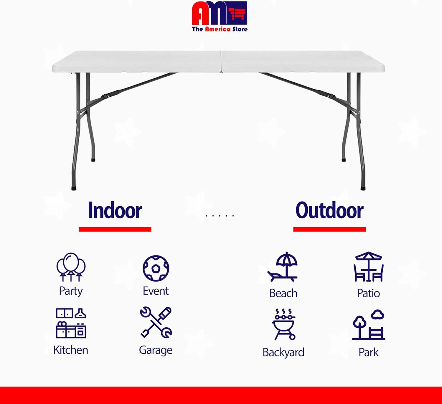 Best Choice Products 6ft Plastic Folding Table, Indoor Outdoor Heavy Duty Portable w/ Handle, Lock