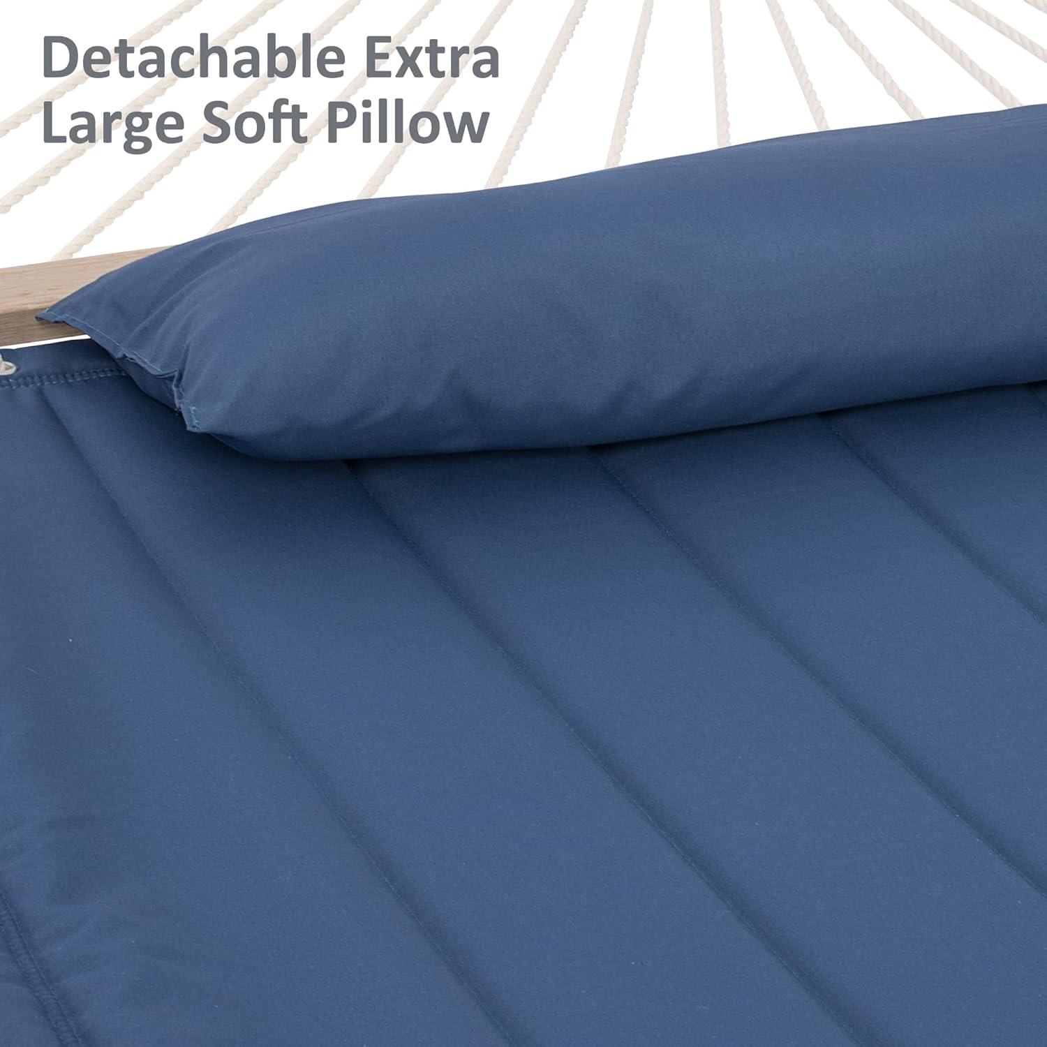 Sunnydaze Quilted Double Fabric 2-Person Hammock with Curved Arc Wood Stand - 400 lb Weight Capacity/13' Stand - Catalina Beach