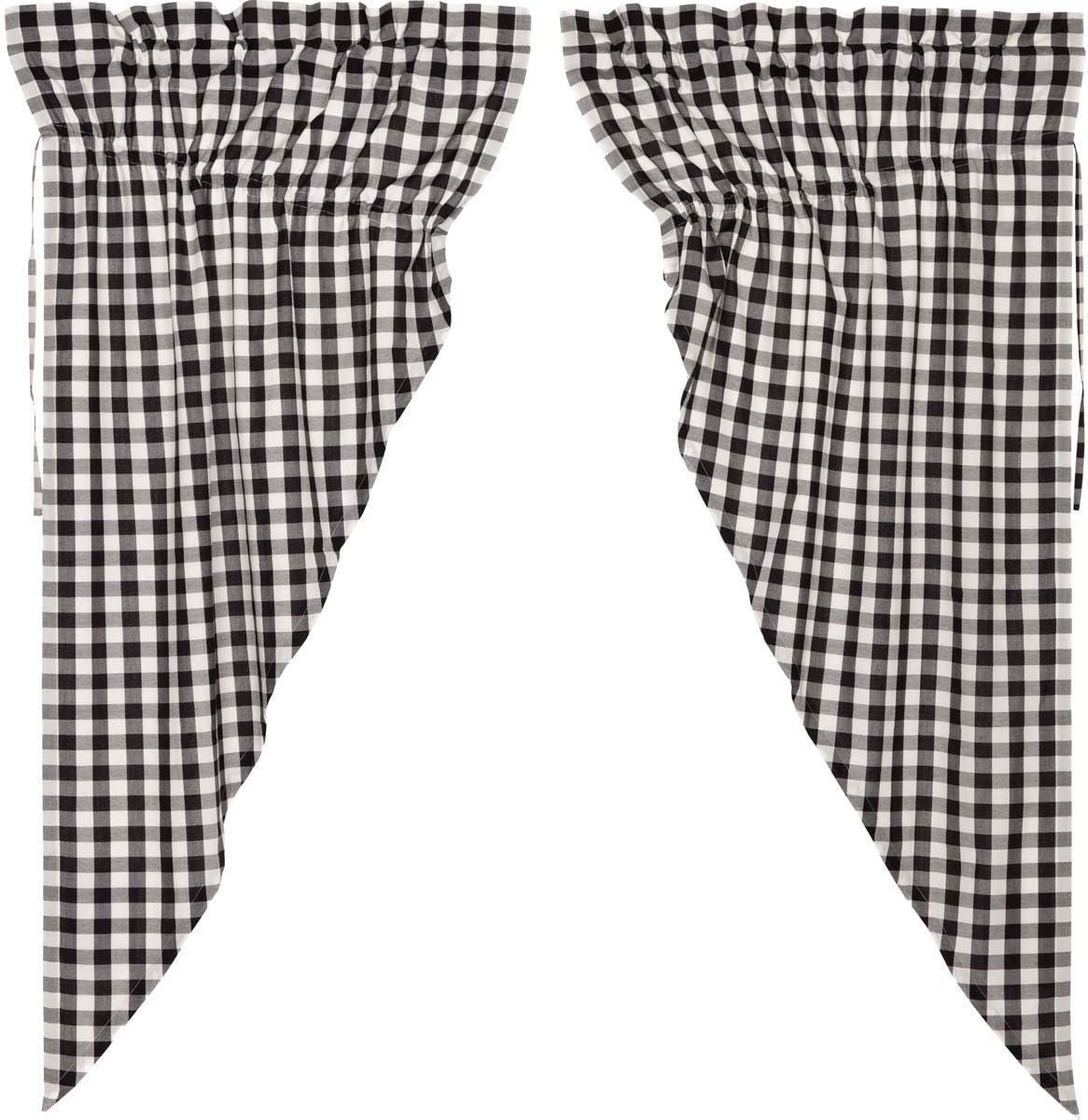 Black and White Cotton Buffalo Check 63" Window Panels