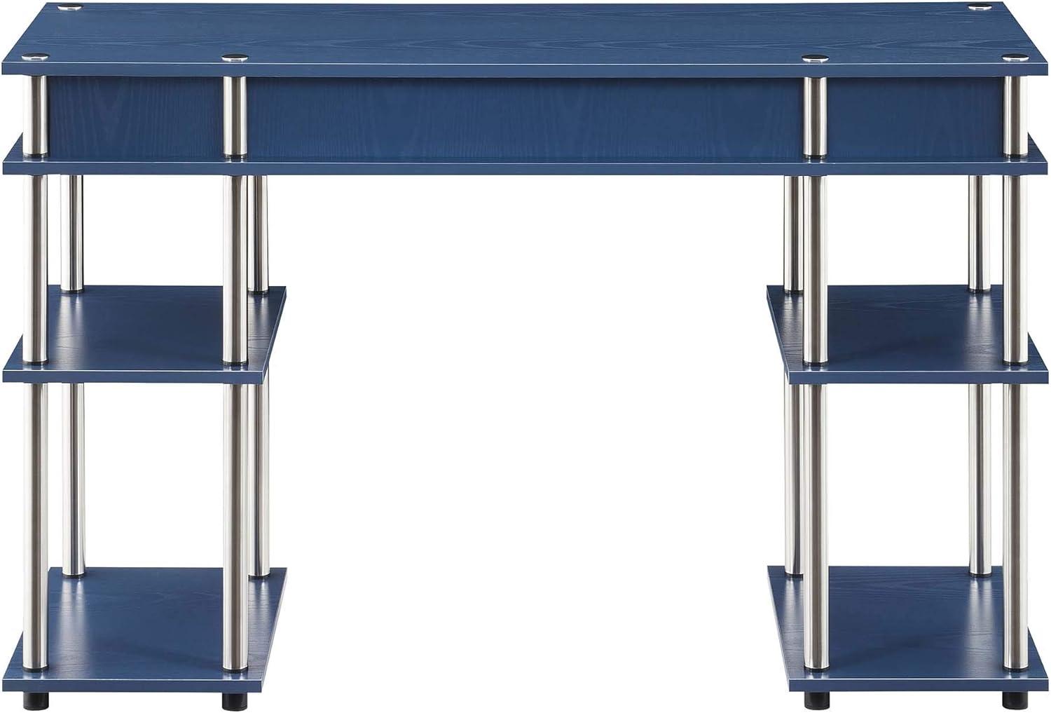 Convenience Concepts Designs2Go 30 inches Tall No Tools Desk with Shelves, Cobalt Blue, Adults
