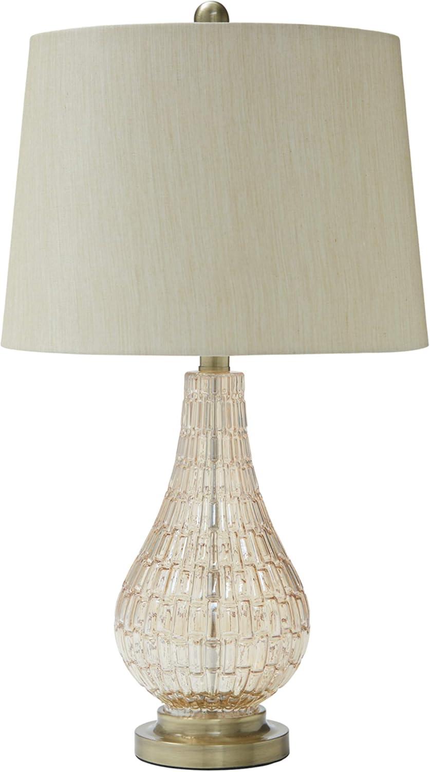 Latoya 25" Champagne Glass Table Lamp with Brass Base