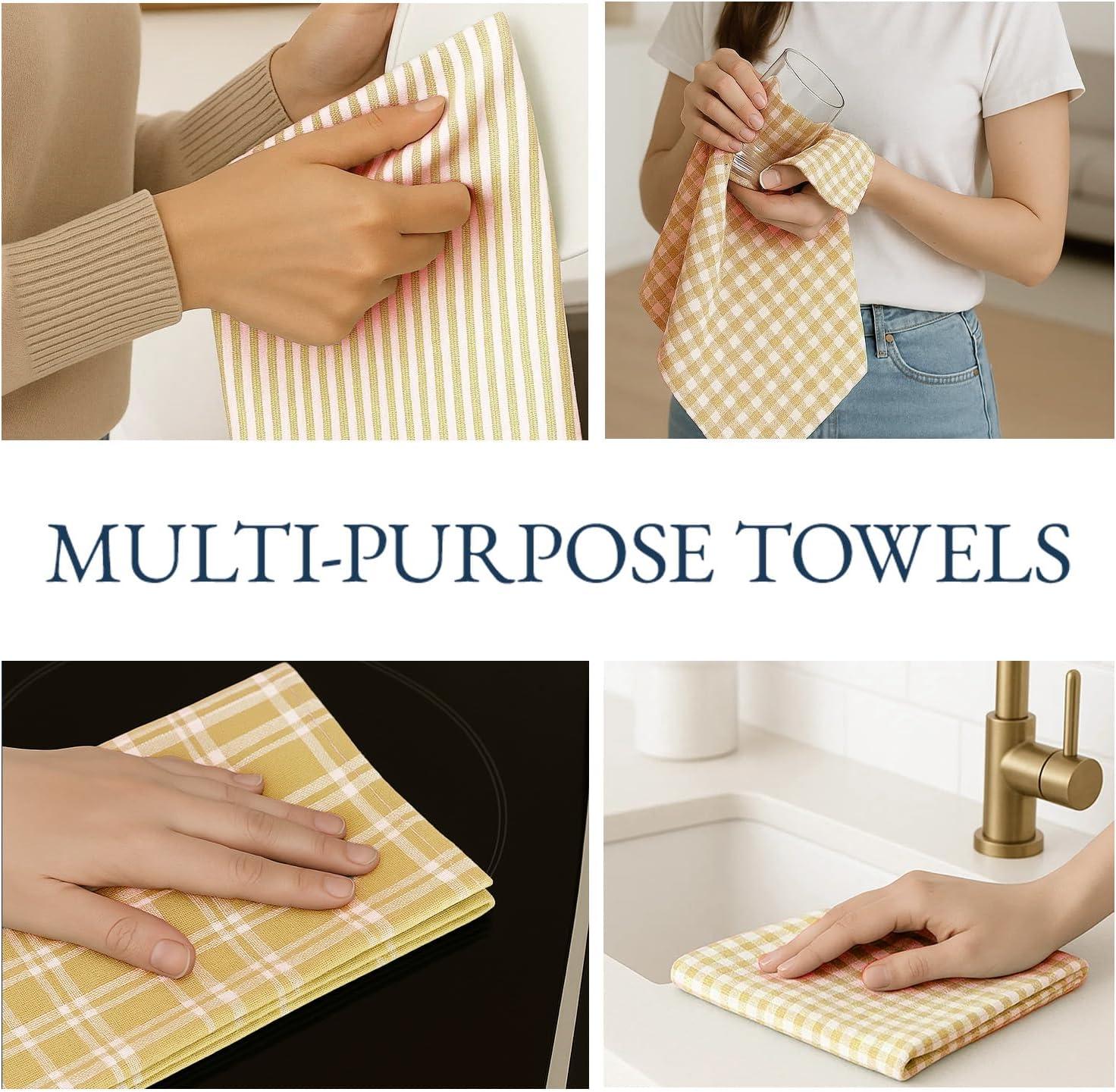 KAF Home Madison Set of 4 Absorbent, Durable and Soft Kitchen Towels | 18" x 28"  - Sunshine