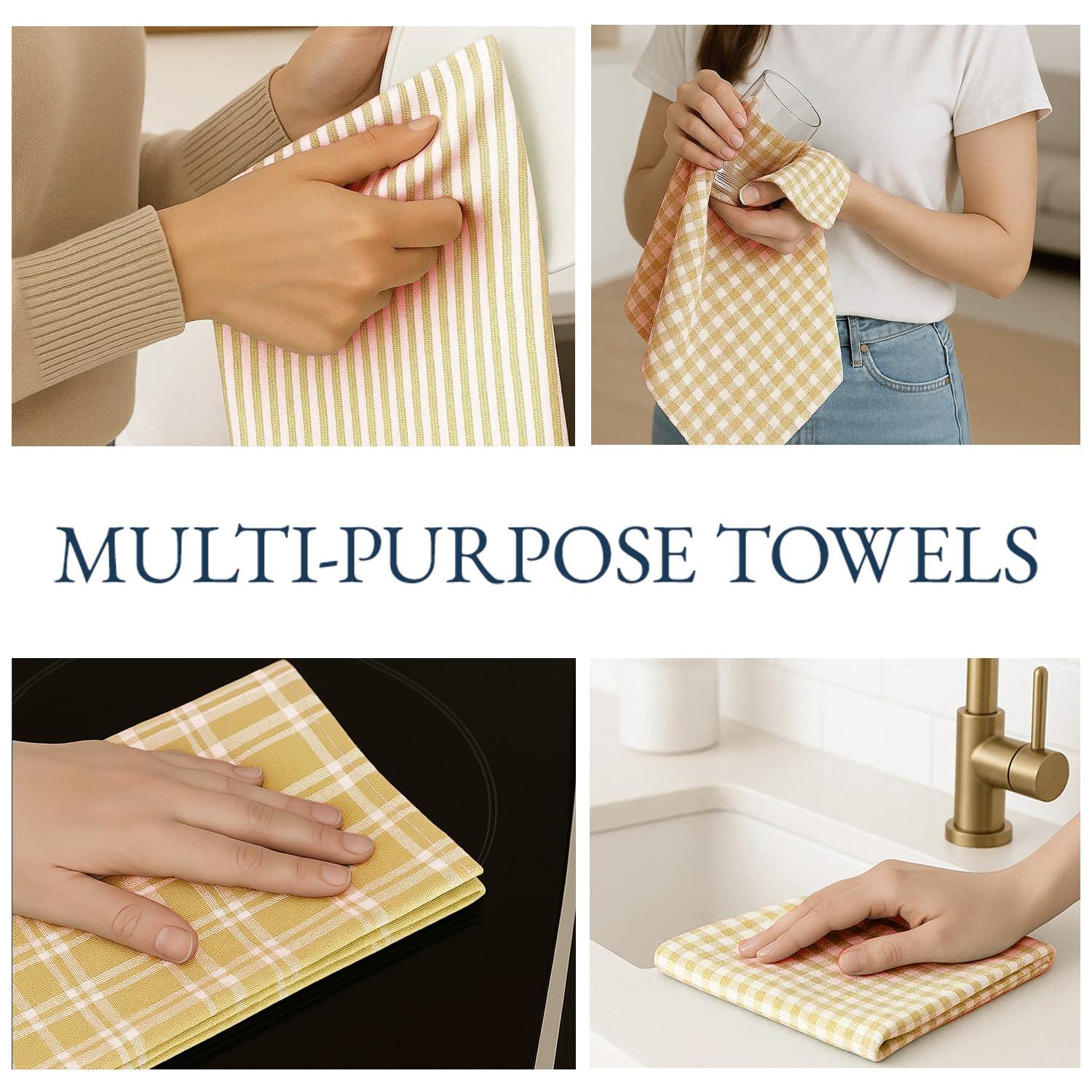 KAF Home Madison Set of 4 Absorbent, Durable and Soft Kitchen Towels | 18" x 28"  - Sunshine