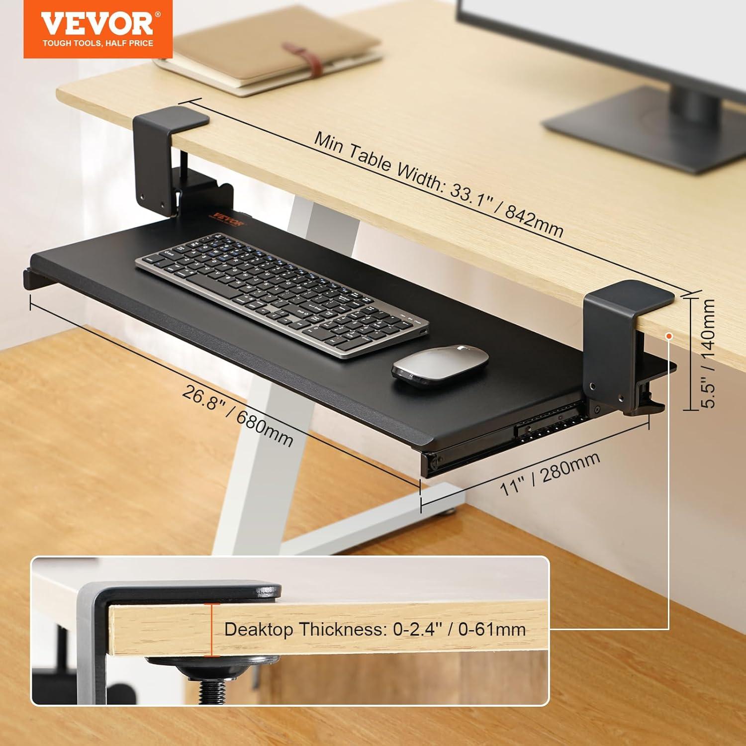 Computer Keyboard Tray Under Desk Pull-Out Keyboard and Mouse Tray