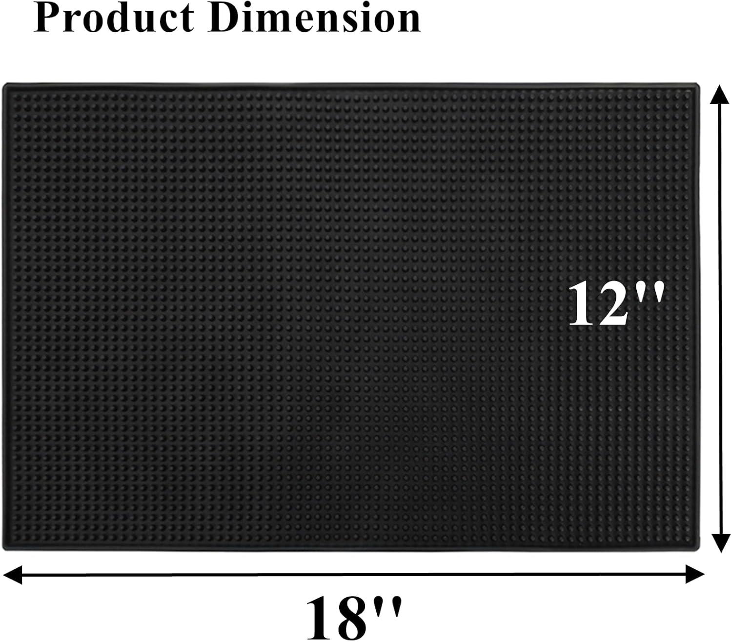 Tebery Black Mat 18" x 12" Rubber Bar Service Spill Mat ( 2 Pack )