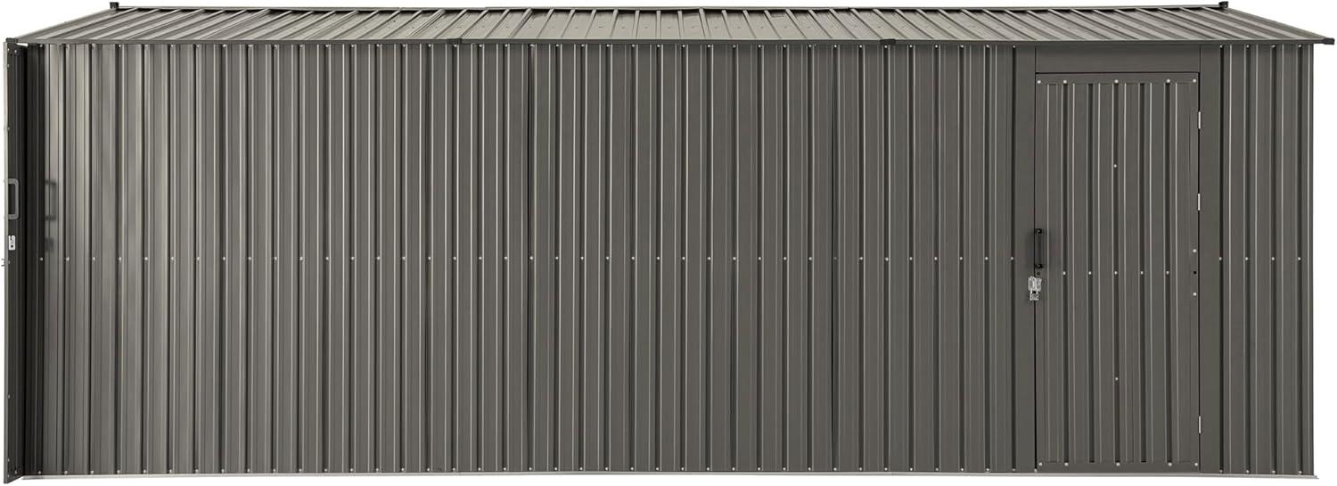 Sunjoy Outdoor Storage Shed 13 x 20 ft. Carport, Patio Metal Utility Large Storage Shed Garage with 2 Doors and 4 Vents, for Car, Truck, Bike, Garbage Can, Tool, Lawnmower, Light Grey