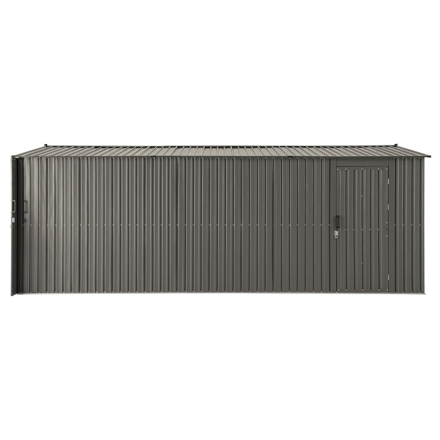 Sunjoy Outdoor Storage Shed 13 x 20 ft. Carport, Patio Metal Utility Large Storage Shed Garage with 2 Doors and 4 Vents, for Car, Truck, Bike, Garbage Can, Tool, Lawnmower