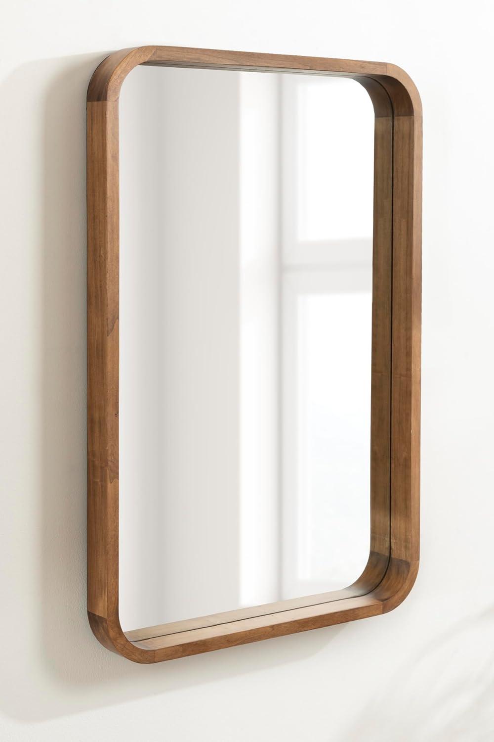 Kate & Laurel All Things Decor 24"x36" Hutton Wood Framed Radius Rectangle Mirror Rustic Brown