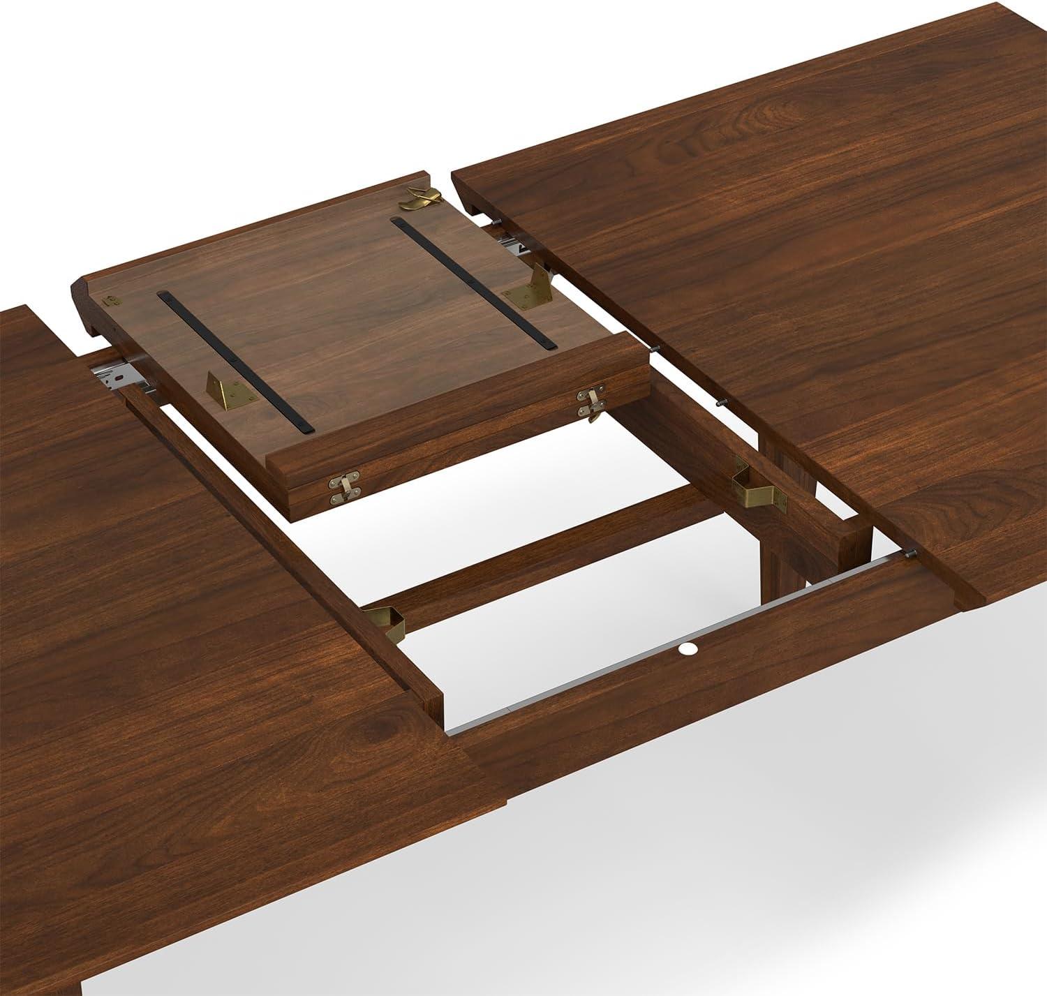 Draper 66-84"W Walnut Extendable Dining Table, Mid-Century Modern Style