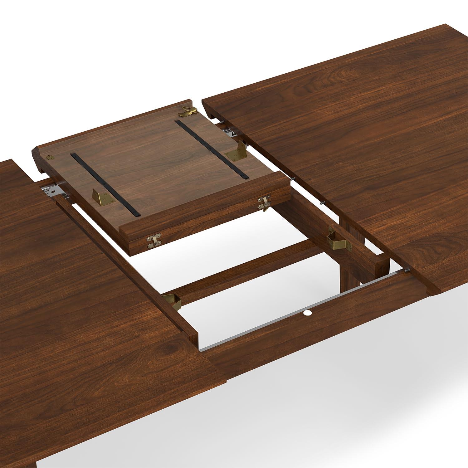 Draper 66-84"W Walnut Extendable Dining Table, Mid-Century Modern Style