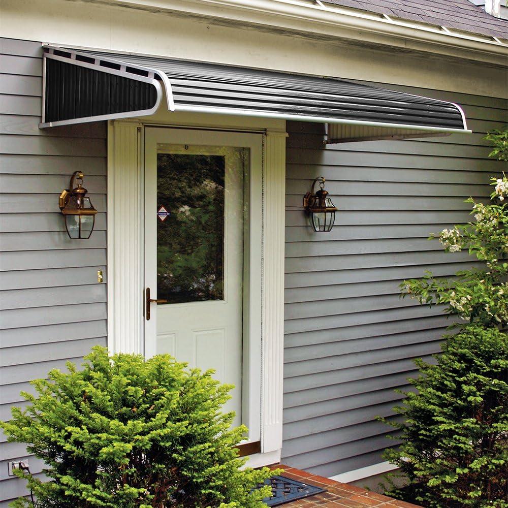 4 ft. 1500 Series Door Canopy Aluminum Fixed Awning (12 in. H x 42 in. D) in Black