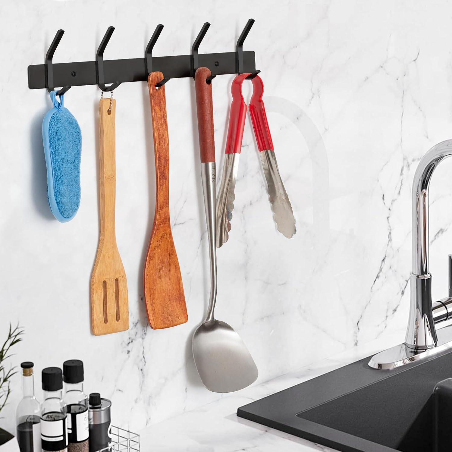 GlazieVault Black Coat Rack Wall Mount - Stainless Steel Coat Hooks for Wall (2 Pack) - Heavy Duty Coat Hanger Wall Mount for Hat Towel Jacket Clothes for Bathroom Door Hooks