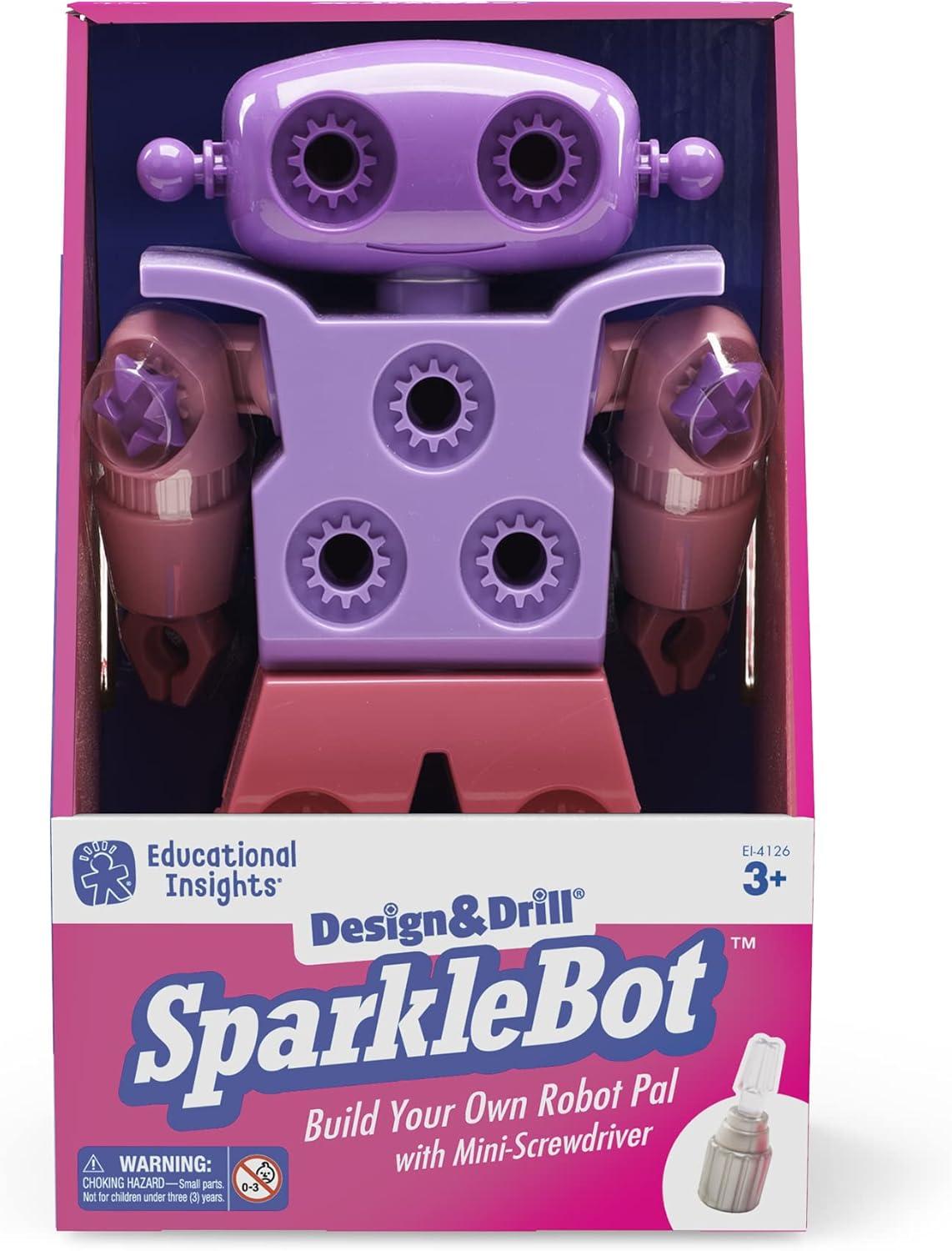 Educational Insights Design & Drill SparkleBot Robot, Preschool STEM & Take Apart Building Toy, Boys and Girls Ages 3, 4, 5+