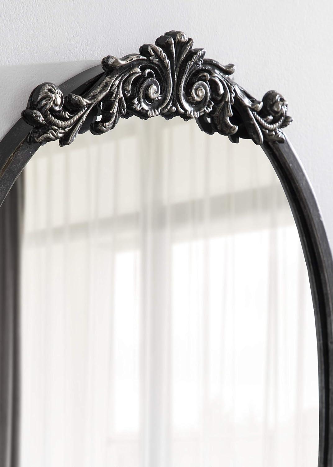 Kate & Laurel All Things Decor 18"x24" Arendahl Traditional Vertical Oval Wall Mirror: Ornate, Baroque-Inspired Design