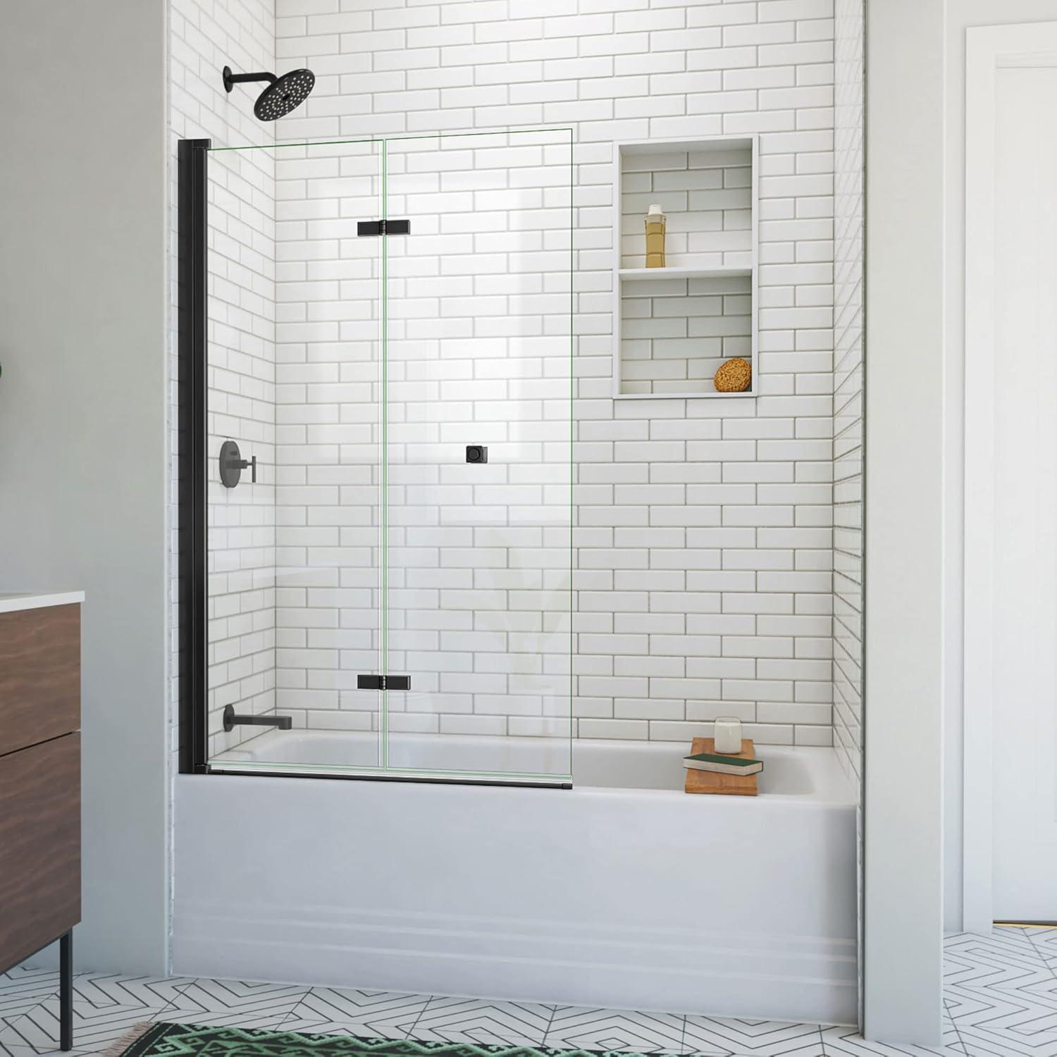 Aqua-Q Fold 36 W X 58 H Frameless Tub Door