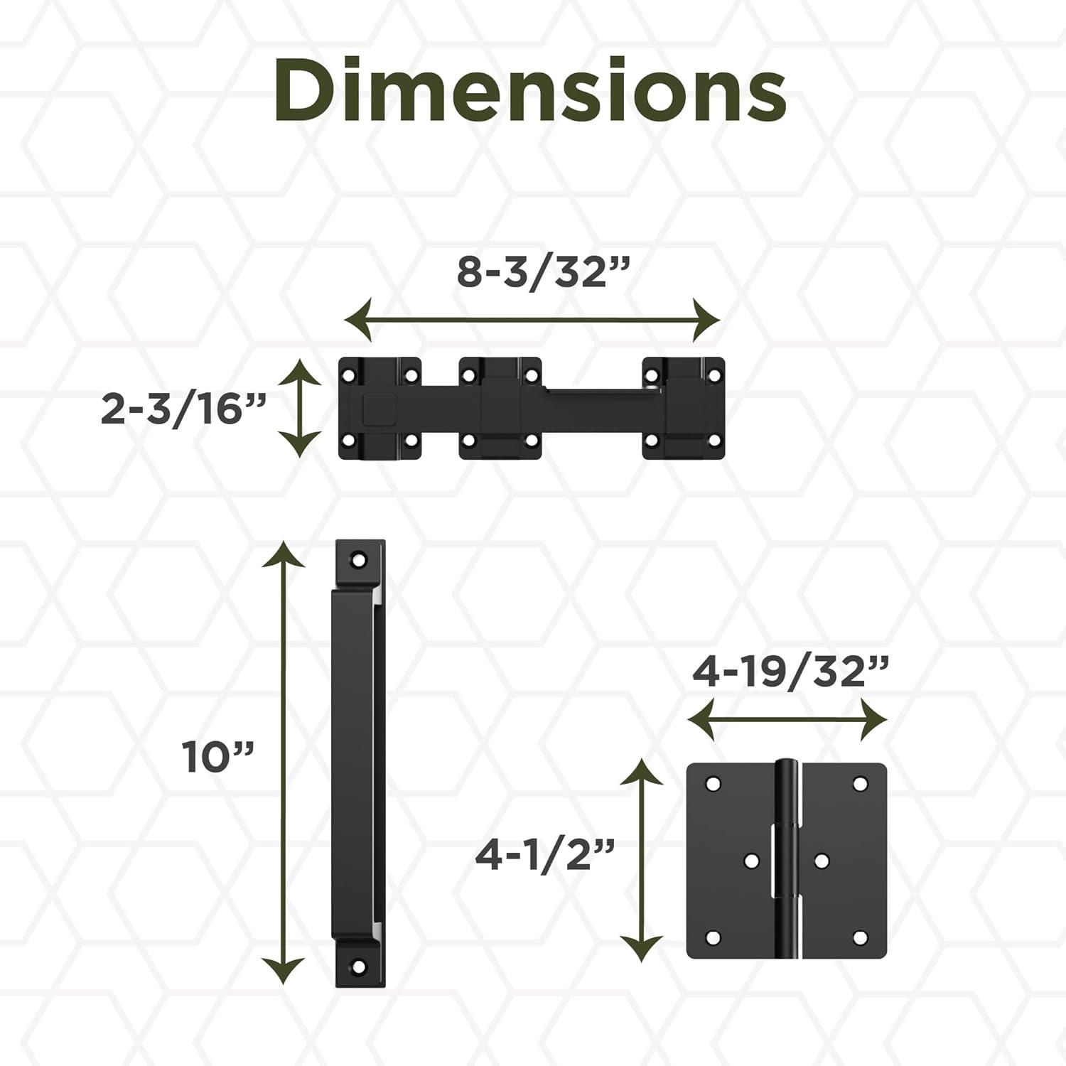 V1110 Modern Gate Kit (1 pull, 1 latch, 2 hinges) - Black