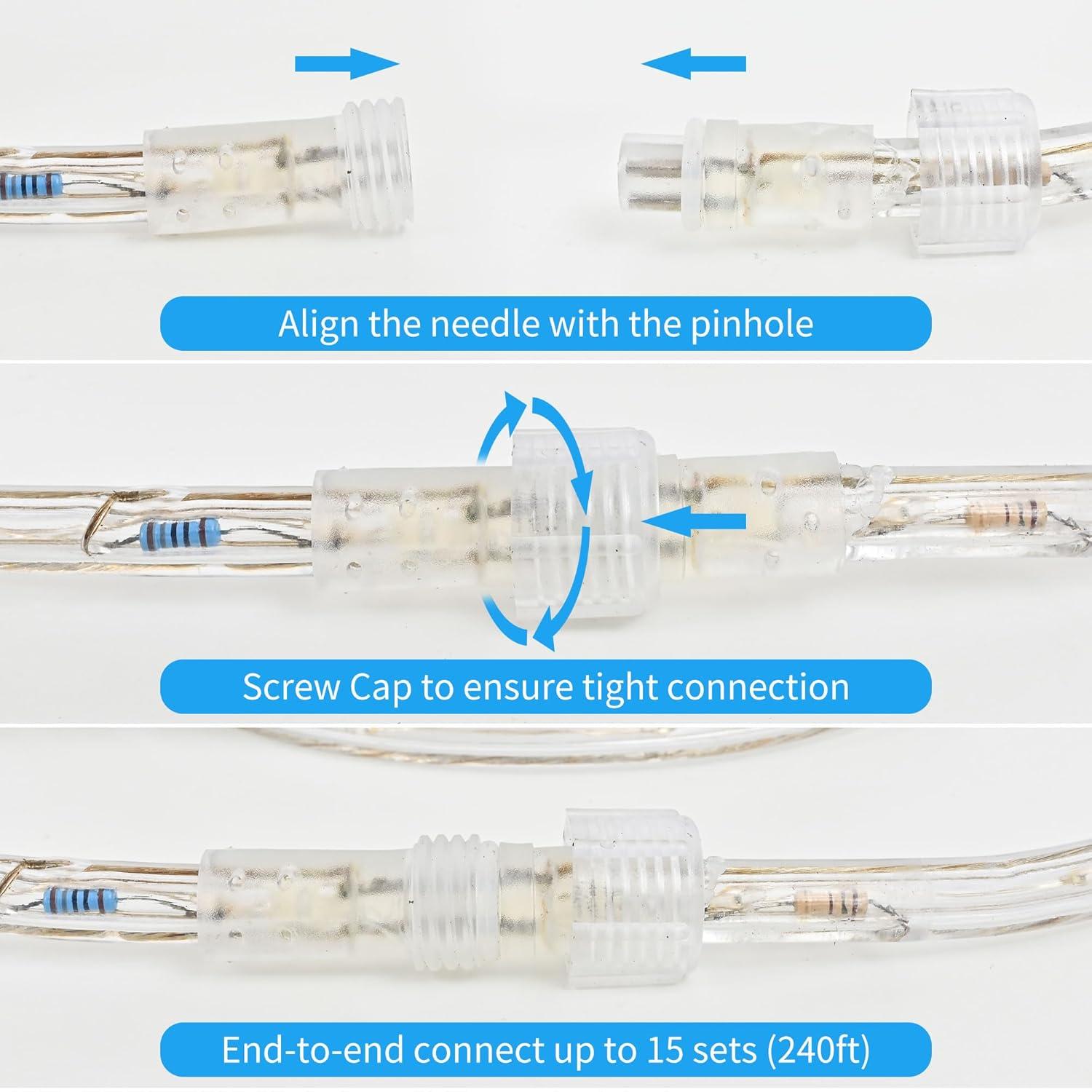 DEERPORT Decor Indoor/Outdoor 16-Feet Integrated LED Warm White Rope Light