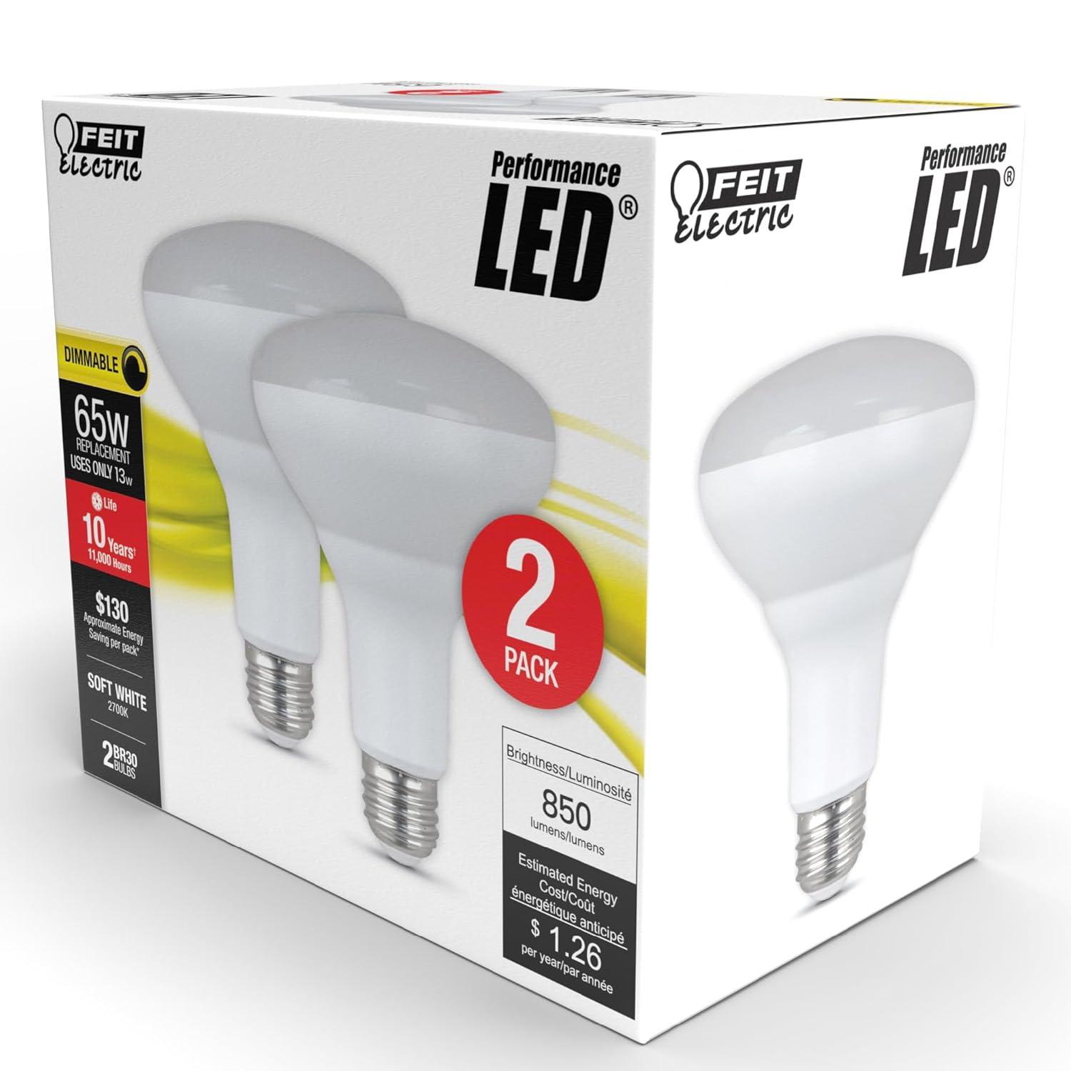Feit Electric Performance BR40 E26 (Medium) LED Bulb Soft White 65 Watt Equivalence 2 pk